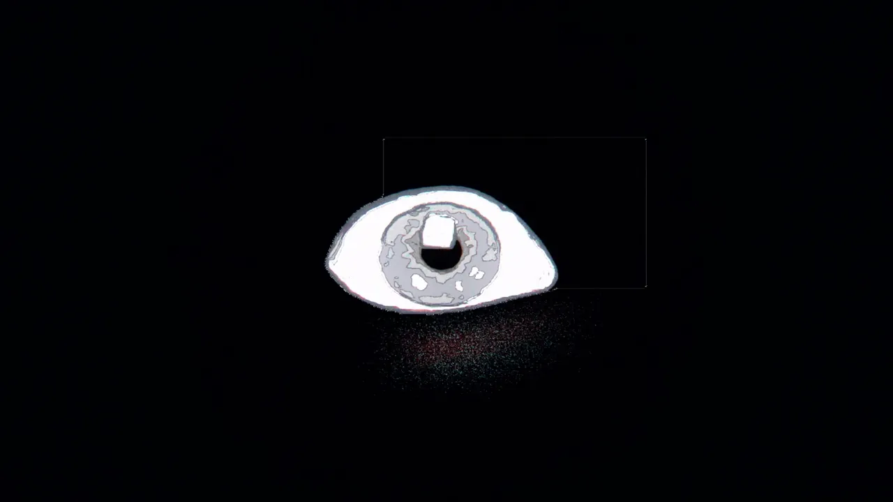 Fixate visual: a single eye on black