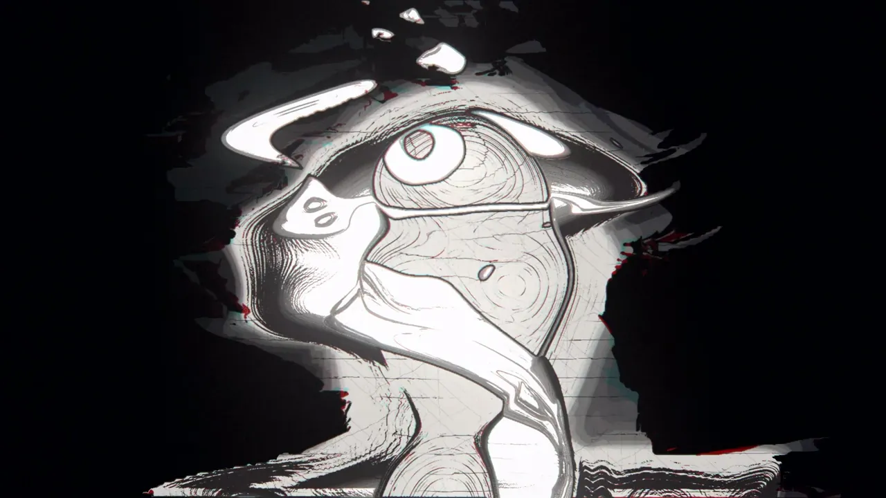 Fixate visual: black-and-white illustrated face