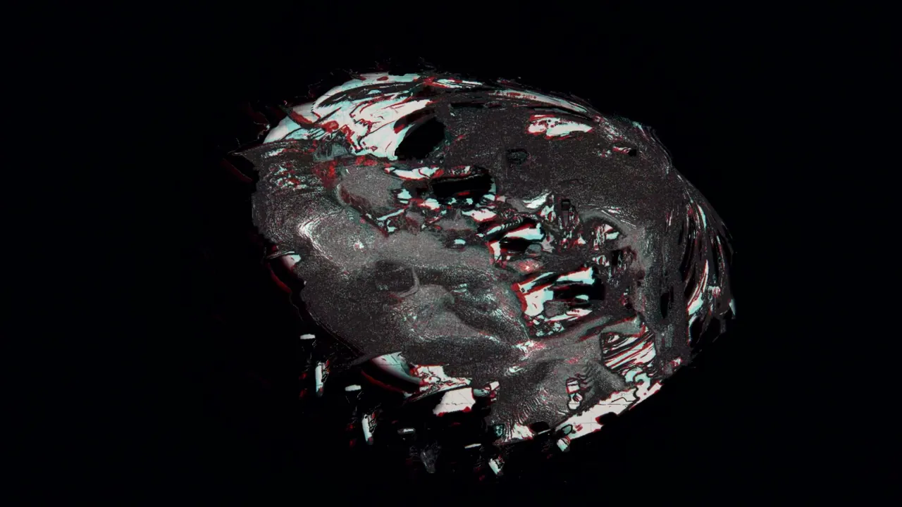 Fixate visual: dark fragmented sculptural head