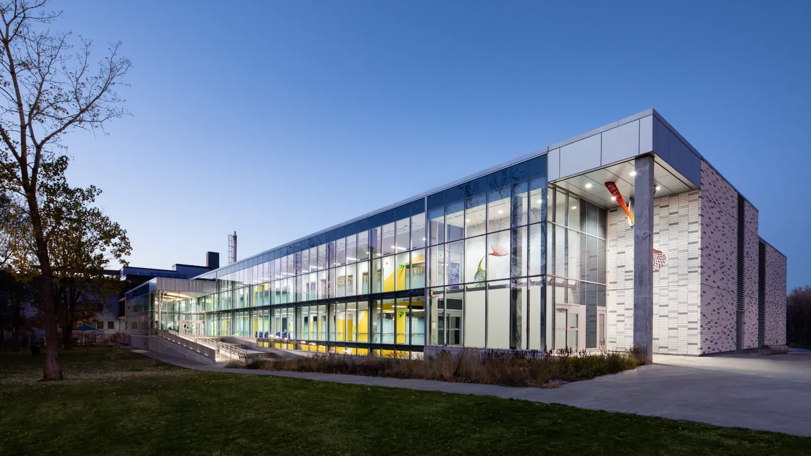 Marie Enfant Pediatric Rehabilitation Technology Hub at dusk